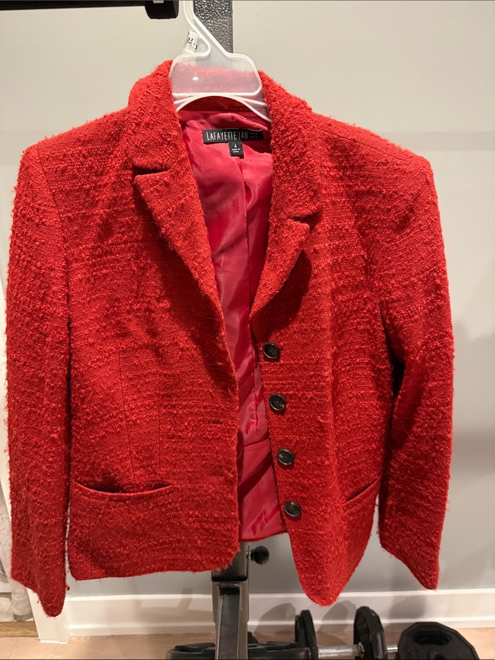 Lafayette 148 New York Red Bouclé Blazer Jacket